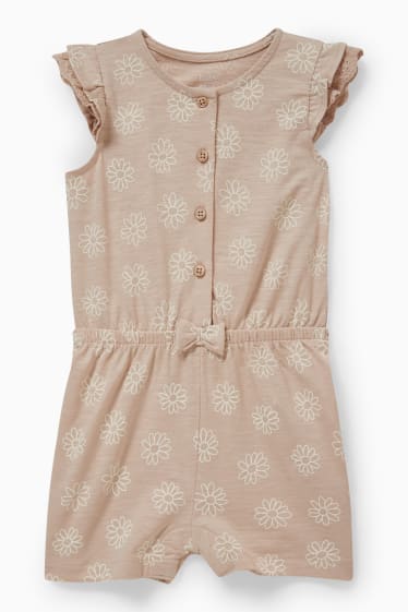 Babys - Babyjumpsuit - gebloemd - beige