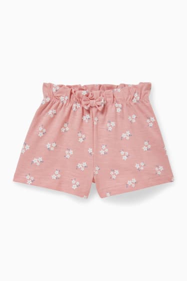 Babys - Baby-Shorts - geblümt - dunkelrosa