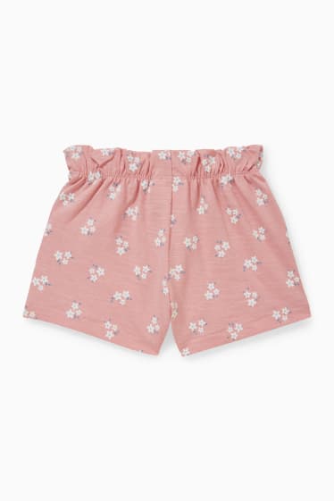 Babys - Baby-Shorts - geblümt - dunkelrosa