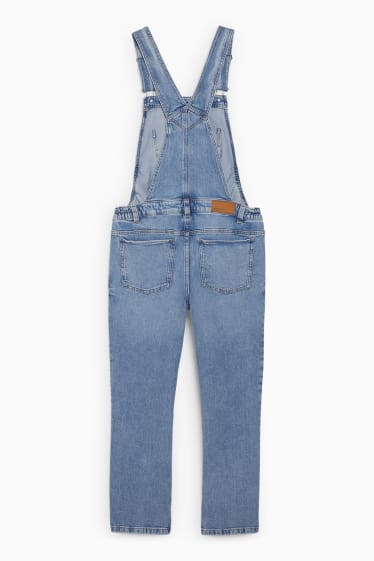 Damen - Umstands-Latzhose - Straight Fit - LYCRA® - jeansblau