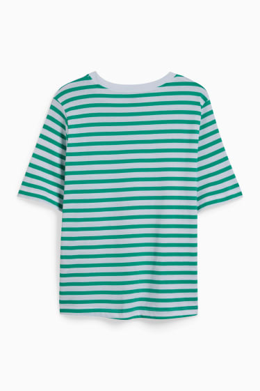 Mujer - Camiseta - de rayas - verde / blanco roto