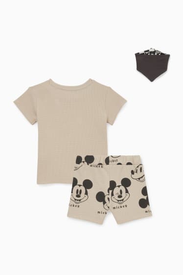 Babys - Mickey Mouse - babyoutfit - 3-delig - zwart / beige