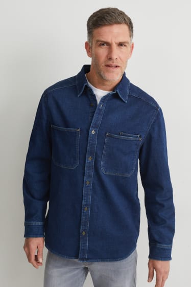 Hommes - Chemise en jean - regular fit - col kent - jean bleu foncé