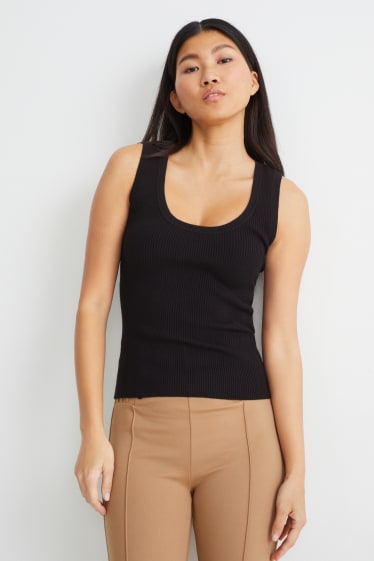 Femmes - Gilet de maille basique - noir