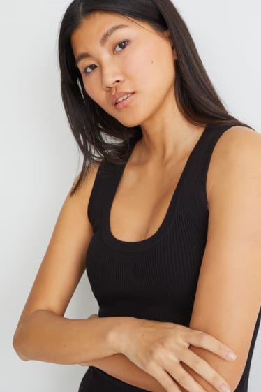 Femmes - Gilet de maille basique - noir