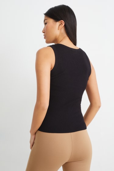 Femmes - Gilet de maille basique - noir