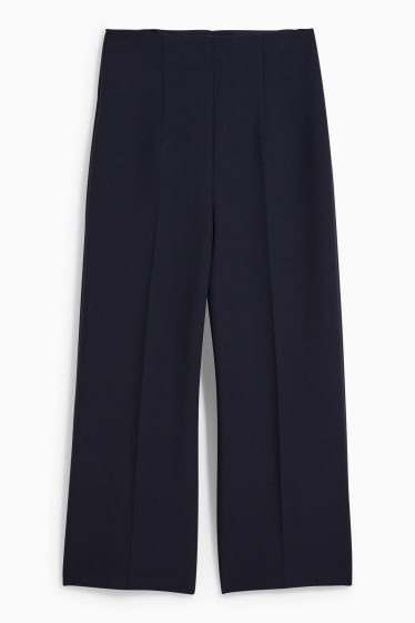 Femmes - Pantalon - high waist - wide leg - bleu foncé
