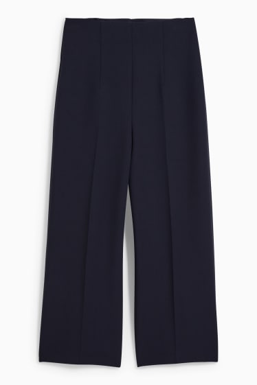 Women - Trousers - high waist - wide leg - dark blue