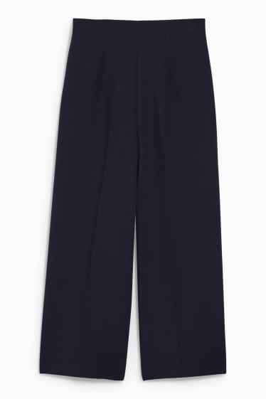 Women - Trousers - high waist - wide leg - dark blue