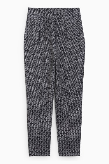 Femmes - Pantalon - high waist - tapered fit - à motif - noir / blanc