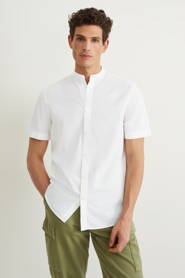 Herren - Hemd - Regular Fit - Stehkragen - weiß