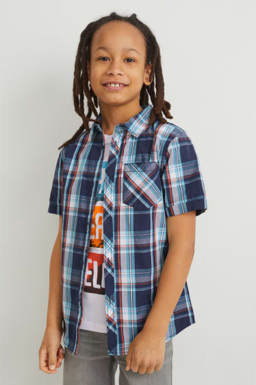 Enfants - Ensemble - chemise et T-shirt - 2 pièces - bleu