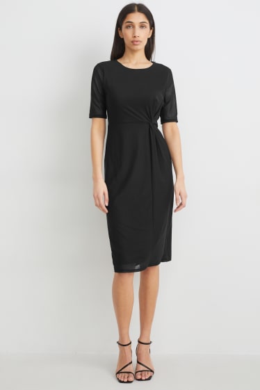 Damen - Figurbetontes Kleid mit Knotendetail - schwarz