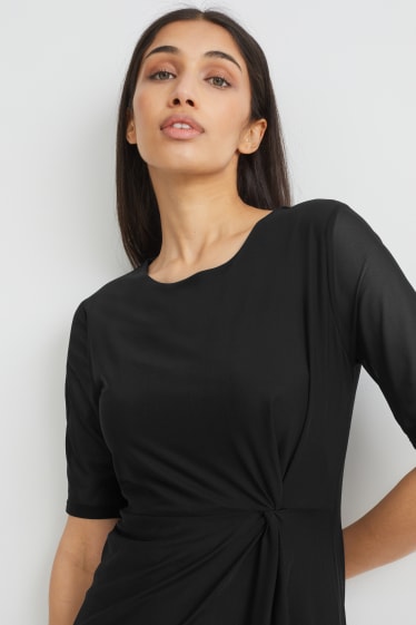 Damen - Figurbetontes Kleid mit Knotendetail - schwarz