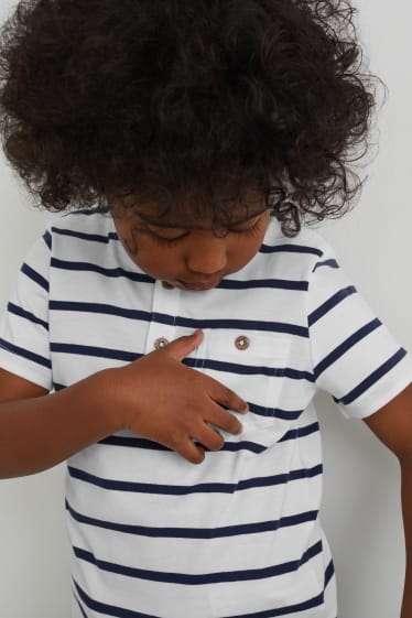 Niños - Camiseta de manga corta - de rayas - blanco / azul