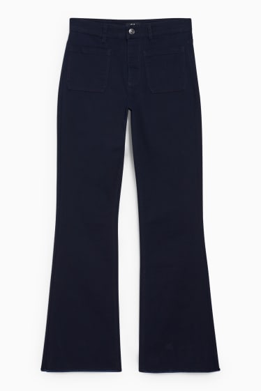 Dona - Pantalons de tela - high waist - flared - blau fosc