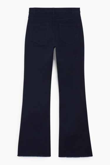 Dames - Pantalon - high waist - flared - donkerblauw