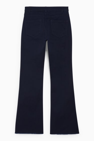 Dona - Pantalons de tela - high waist - flared - blau fosc