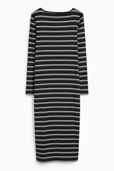 Damen - Figurbetontes Kleid - gestreift - schwarz