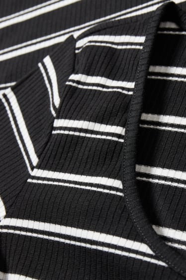 Damen - Figurbetontes Kleid - gestreift - schwarz