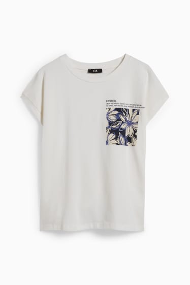 Dames - T-shirt - crème wit