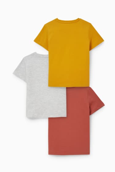 Dětské - Multipack 3 ks - tričko s krátkým rukávem - světle šedá-žíhaná