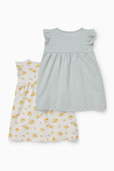 Baby: meisjes - Set van 2 - babyjurk - crème wit
