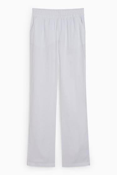 Damen - Basic-Leinenhose - Mid Waist - Regular Fit - weiß