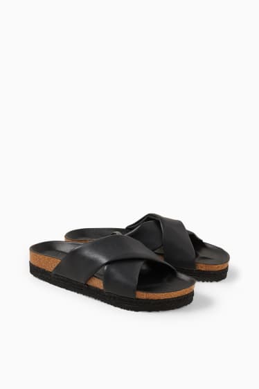 Damen - Sandalen - Lederimitat - schwarz