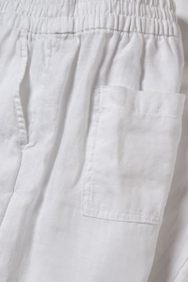 Dames - Basic-broek van linnen - mid waist - regular fit - wit