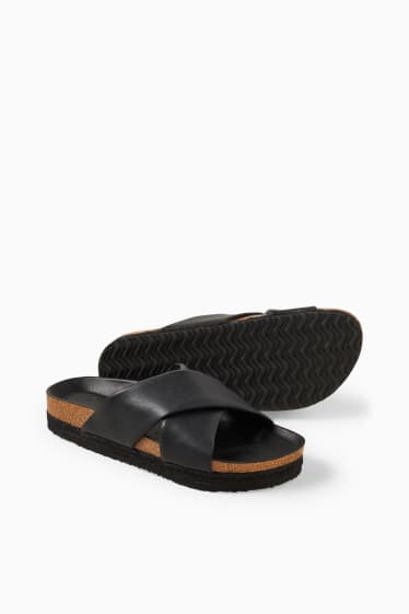 Damen - Sandalen - Lederimitat - schwarz