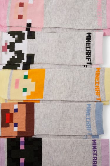 Bambini - Confezione da 5 - Minecraft - calze con motivo - rosa