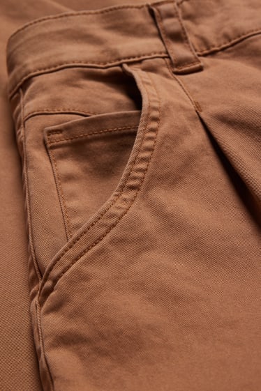 Dámské - Kalhoty chino - mid waist - tapered fit - hnědá