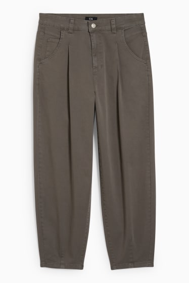 Women - Chinos - mid-rise waist - tapered fit - green