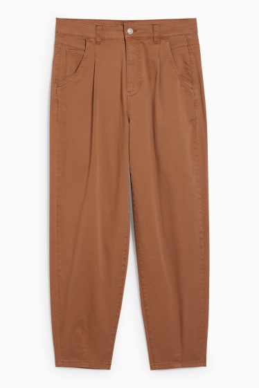 Dámské - Kalhoty chino - mid waist - tapered fit - hnědá