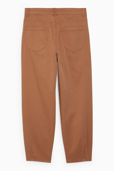 Dámské - Kalhoty chino - mid waist - tapered fit - hnědá