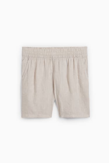Damen - Basic-Leinenshorts - Mid Waist - Regular Fit - beige