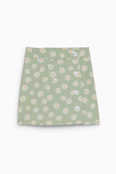 Ados & jeunes adultes - CLOCKHOUSE - mini-jupe - à fleurs - vert clair