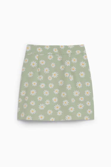 Ados & jeunes adultes - CLOCKHOUSE - mini-jupe - à fleurs - vert clair