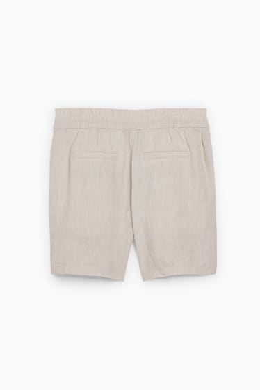Donna - Shorts di lino basic - vita media - regular fit - beige