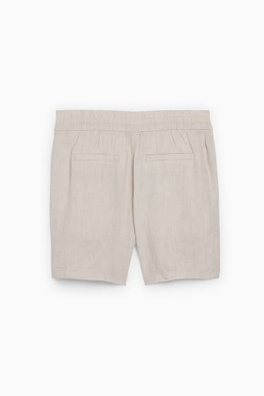 Damen - Basic-Leinenshorts - Mid Waist - Regular Fit - beige