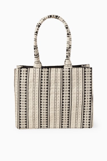 Damen - Shopper - gemustert - schwarz / beige