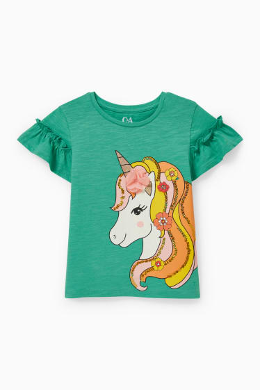 Children - Unicorn - short sleeve T-shirt - green