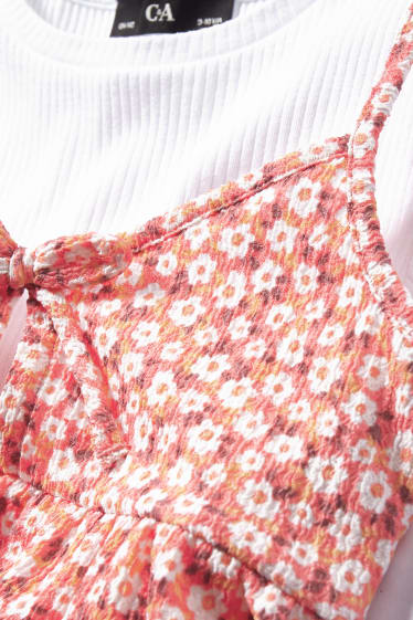Bambine - Set - maglia a maniche corte e vestito - 2 pezzi - bianco