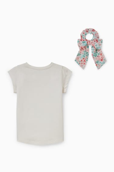 Children - Set - short sleeve T-shirt and scrunchie - 2 piece - white