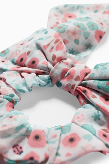 Dětské - Souprava - tričko s krátkým rukávem a scrunchie gumička do vlasů - 2dílná - bílá