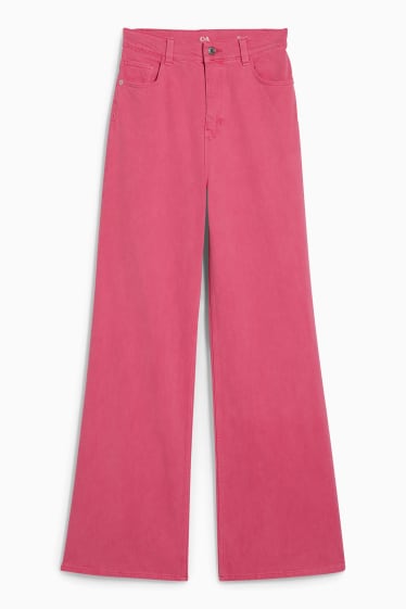 Dámské - Loose fit jeans - high waist - LYCRA® - růžová