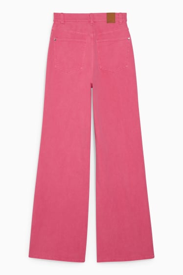 Mujer - Loose fit jeans - high waist - LYCRA® - fucsia