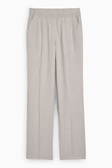 Femmes - Pantalon de lin basique - mid waist - regular fit - beige clair