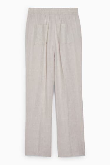 Femmes - Pantalon de lin basique - mid waist - regular fit - beige clair